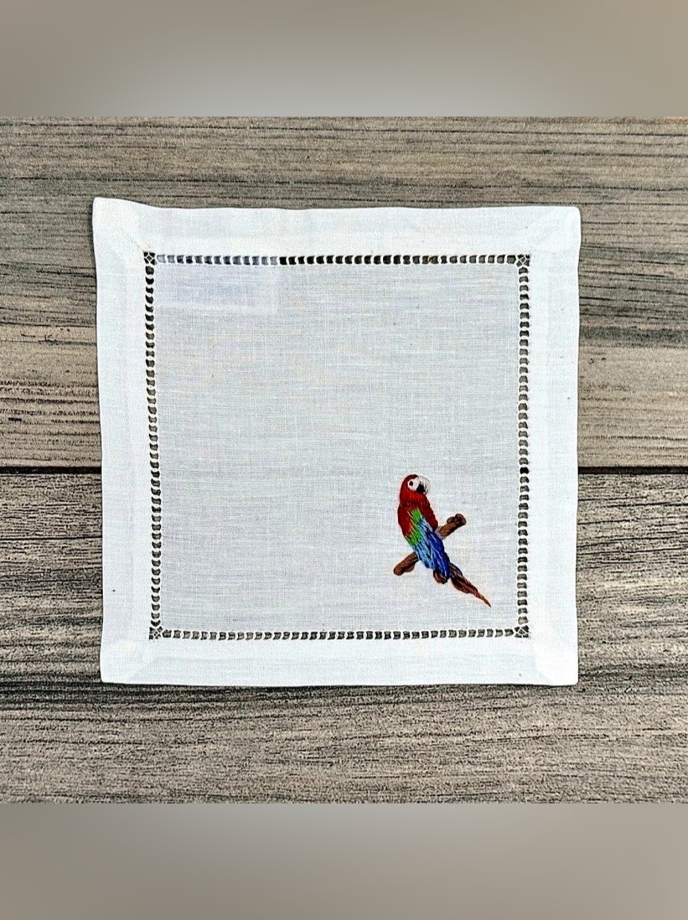 Embroidered Parrot Cloth Napkins (Set of 10)